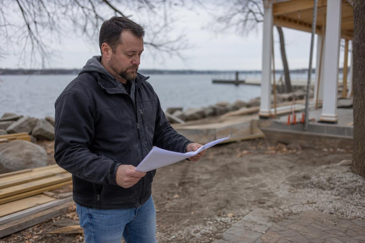 Fox Lake contractor reviewing insurance coverage before starting a lakefront project