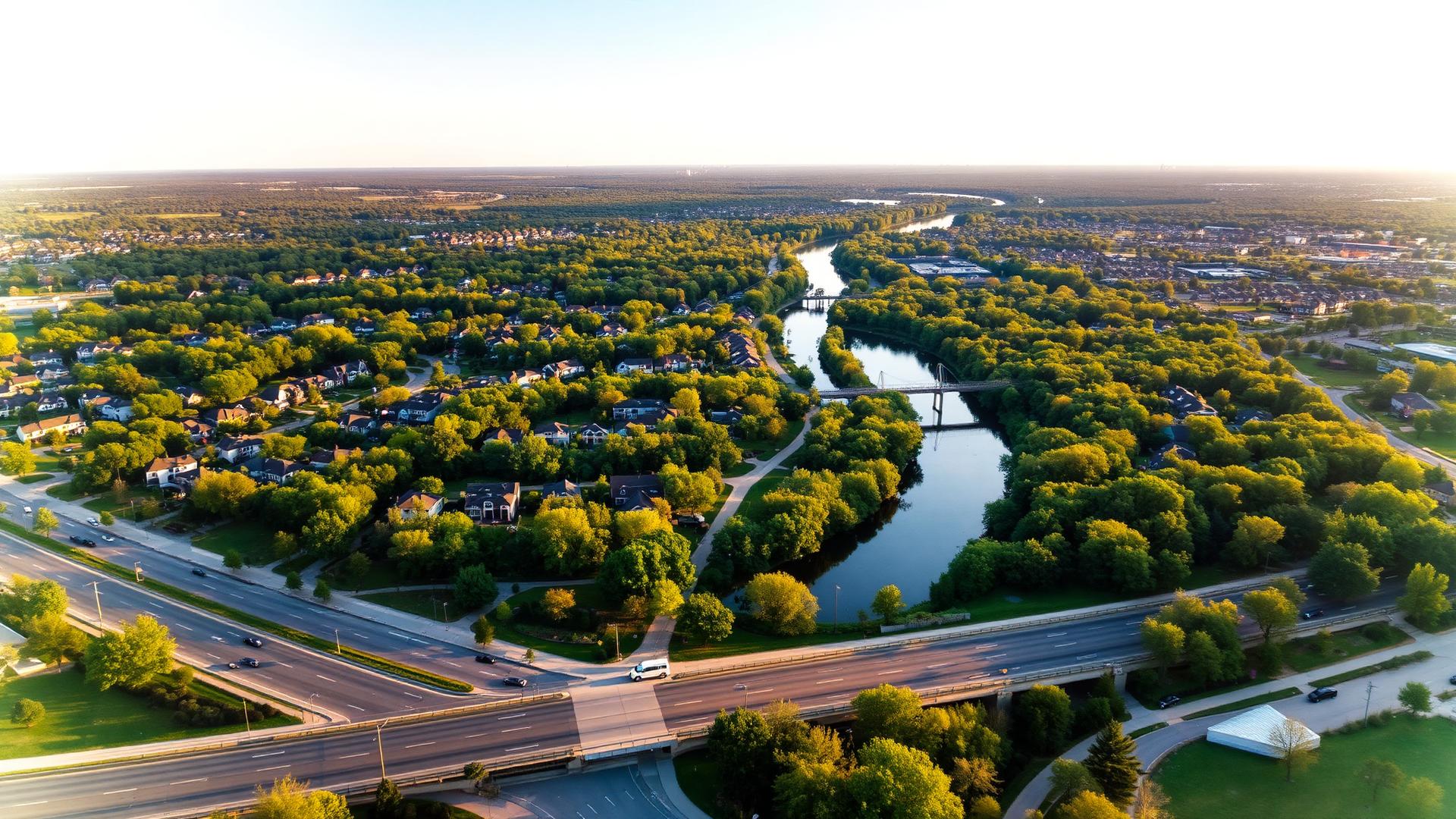 Aerial view of Gurnee, IL, served by Jablonski Insurance