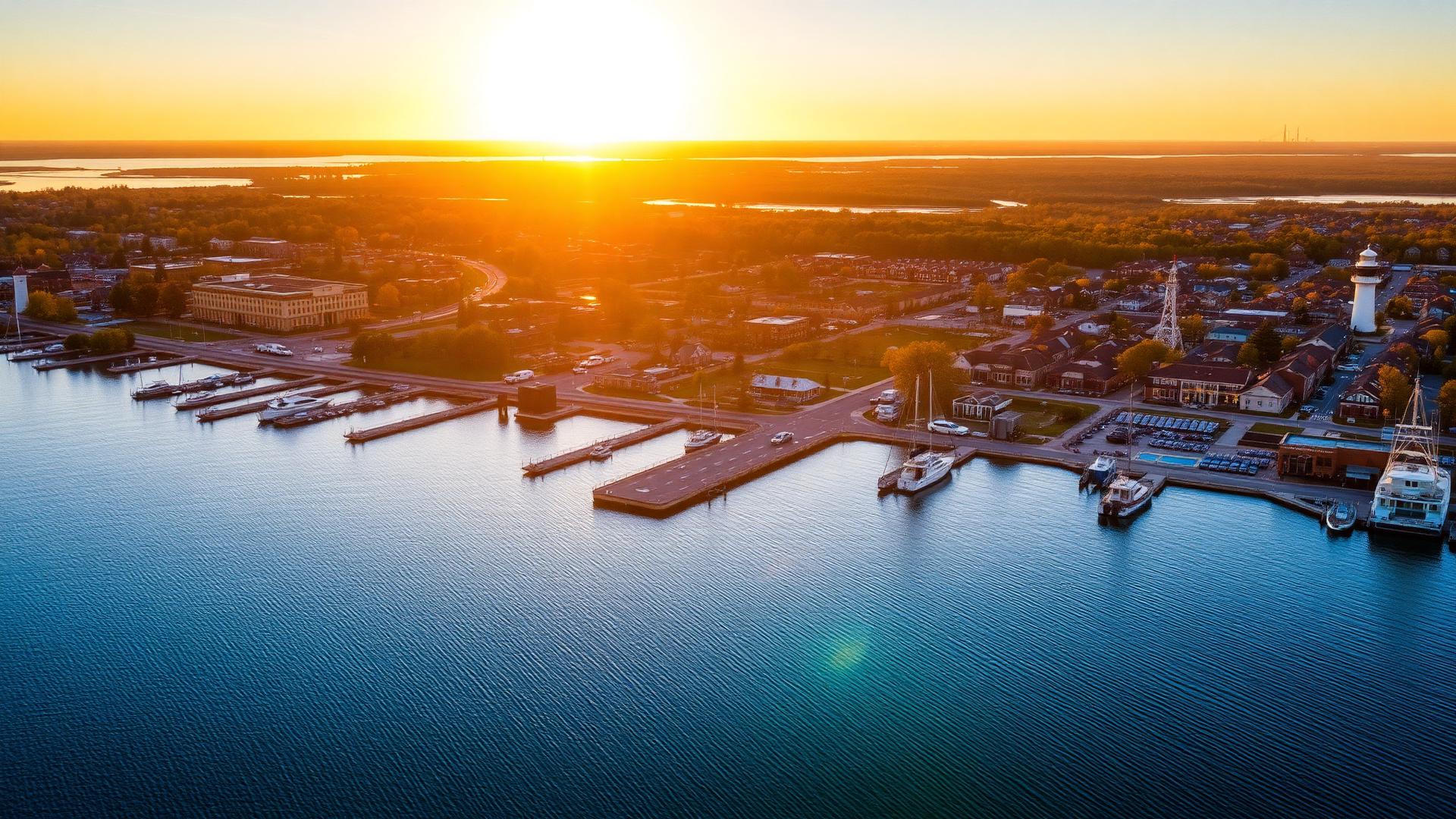 Aerial view of Kenosha, WI, served by Jablonski Insurance